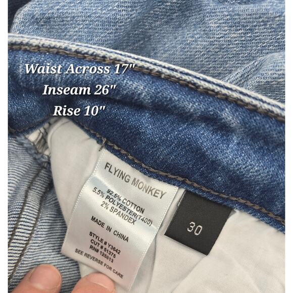 Flying Monkey Button-Fly Distressed Ankle Skinny Jeans – Size 30 - Picture 2 of 3